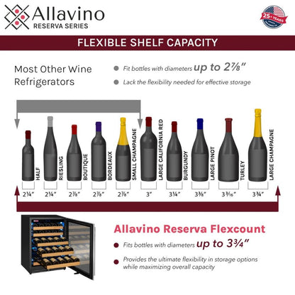 Allavino 51-Bottle Single Zone Built-In Wine Refrigerator – Stainless Steel Door, Left Hinge | Reserva Series