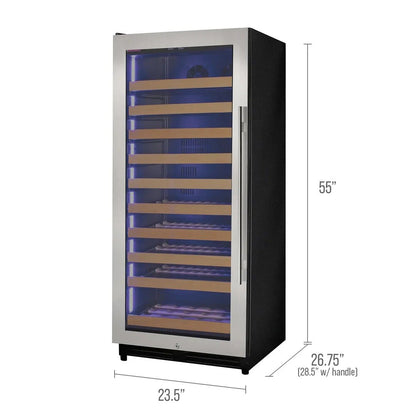 Allavino 119-Bottle Single Zone Wine Refrigerator – 55" Tall, Stainless Steel Door, Left Hinge