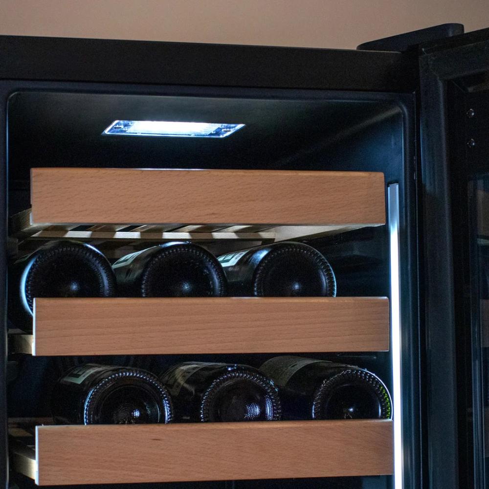 Allavino 100-Bottle Dual Zone Wine Refrigerator – Black French Doors with Two Refrigerated Drawers