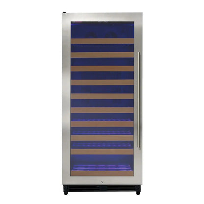 Wine cooler with striped interior on a white background