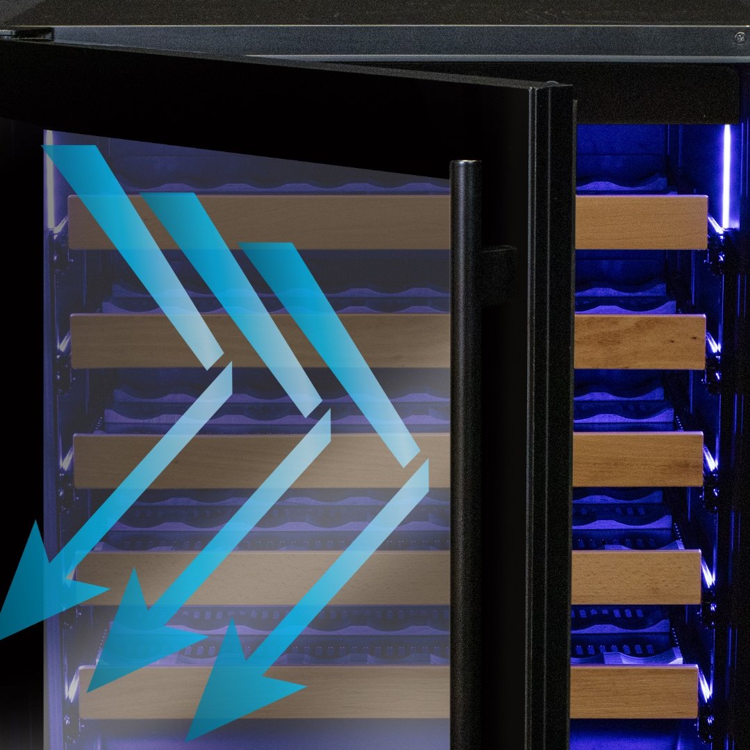 Allavino Reserva Series 71" 317-Bottle Three Zone Wine Refrigerators – Black Glass Doors