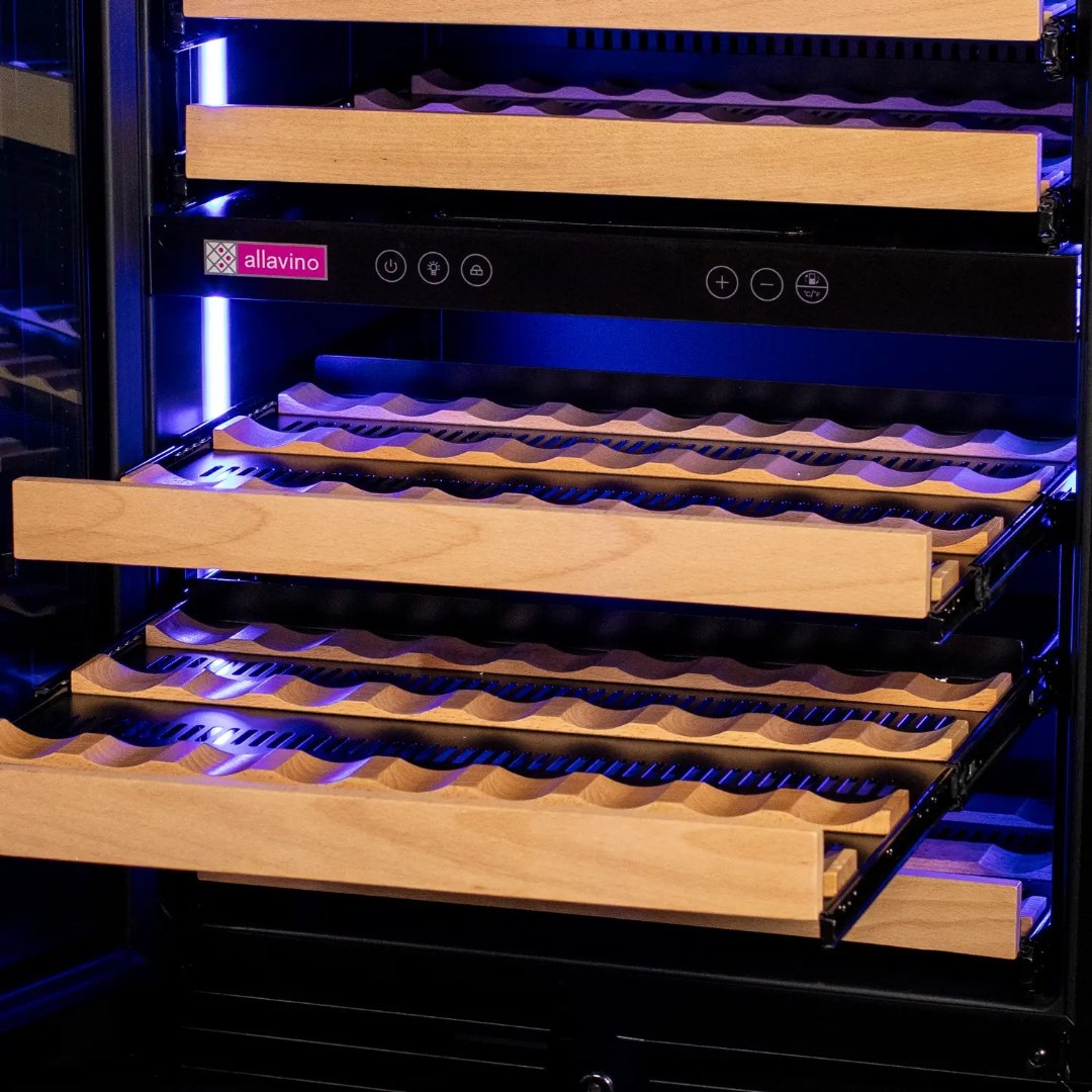 Allavino Reserva Series 71" 317-Bottle Three Zone Wine Refrigerators – Black Glass Doors