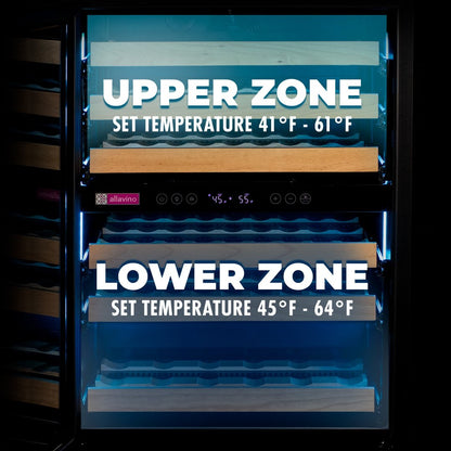 Allavino Reserva Series 71" 317-Bottle Three Zone Wine Refrigerators – Black Glass Doors