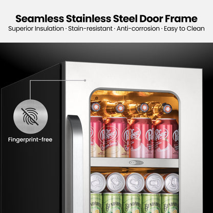 Whynter 128-Can Single Zone Beverage Center – 15-Inch Stainless Steel, Reversible Hinge