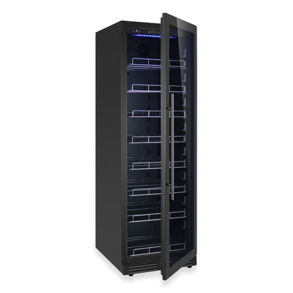 Interior view of beverage refrigerator with adjustable chrome shelves