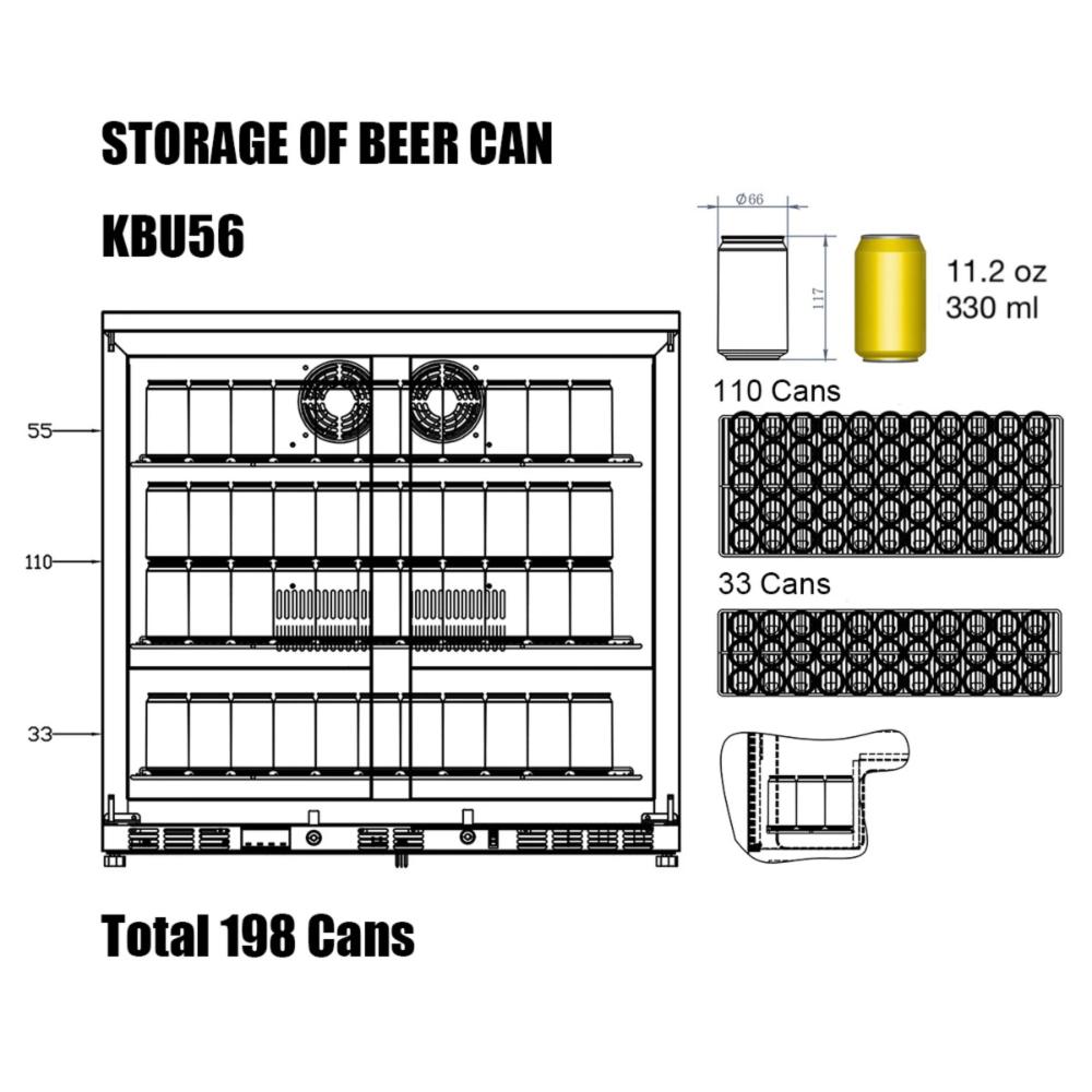 KingsBottle 35" 2-Door Stainless Steel Bar Fridge – Front Venting Commercial Beverage Refrigerator