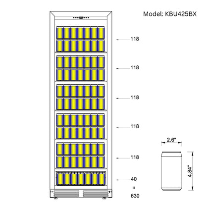 KingsBottle 71" - 630 Can Beverage Refrigerator – Stainless Steel, Left Hinge