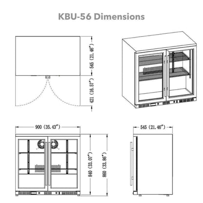 KingsBottle 35" 2-Door Stainless Steel Bar Fridge – Front Venting Commercial Beverage Refrigerator