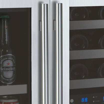 Allavino FlexCount Series 30-Bottle/88-Can Triple Zone Wine & Beverage Center – Stainless Steel Side-by-Side Design