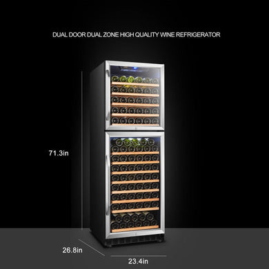 Lanbo 162-Bottle Dual Door Wine Cooler – Efficient Temperature Control, Stylish Design