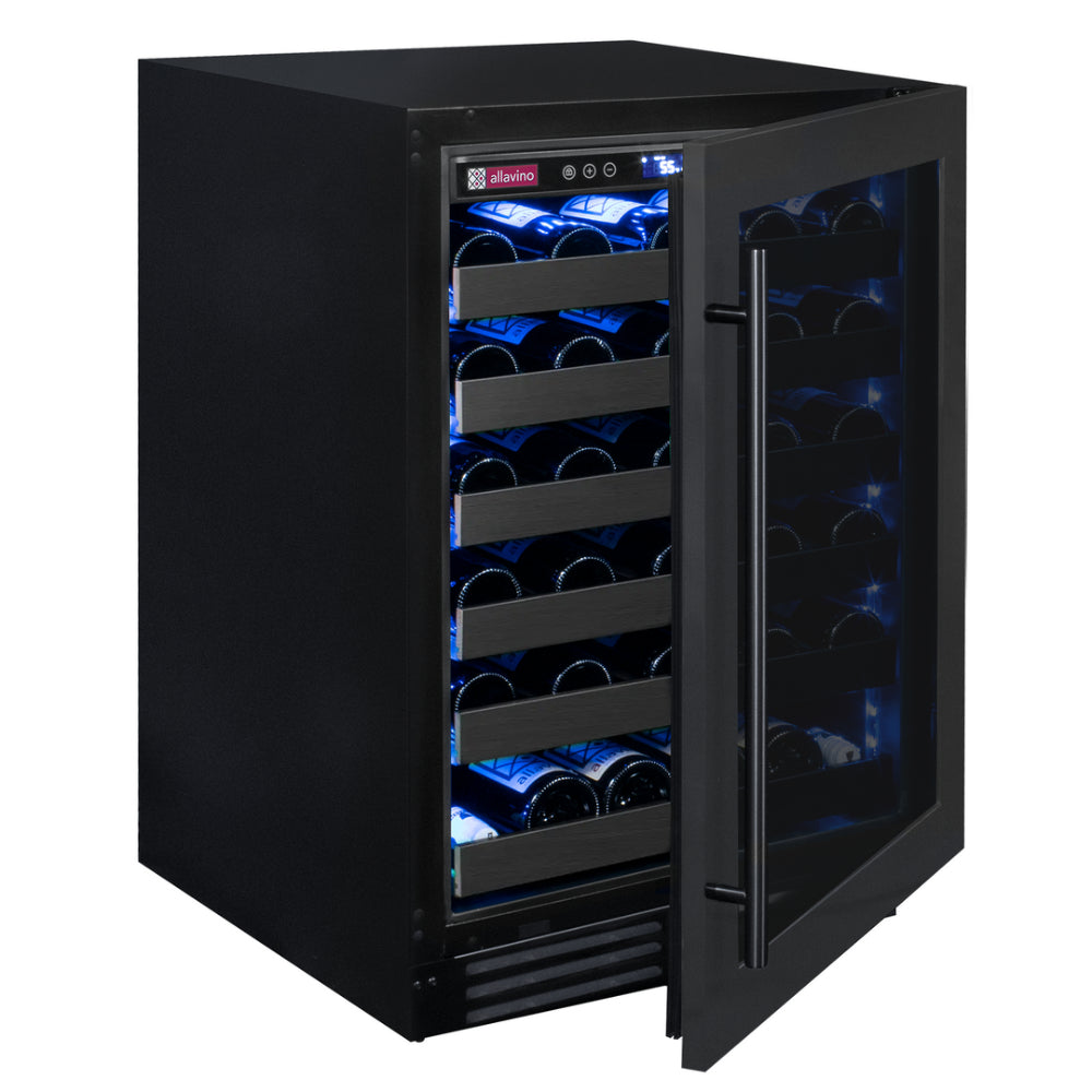 Allavino Reserva Series 50 Bottle Single Zone Built-In Luxury Wine Refrigerator - Black Stainless Steel Door, Right Hinge