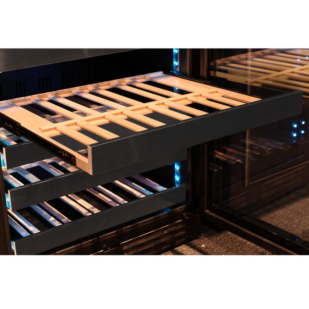 Allavino Reserva Series 100-Bottle Undercounter Wine Cooler – Four Zone Side-by-Side with Black Stainless Steel Doors