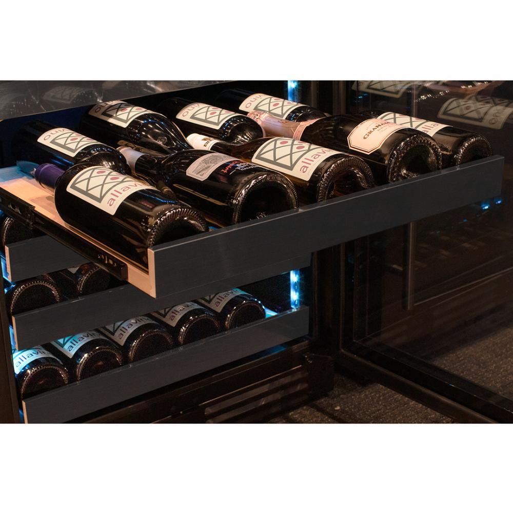 Allavino Reserva Series 100-Bottle Undercounter Wine Cooler – Four Zone Side-by-Side with Black Stainless Steel Doors