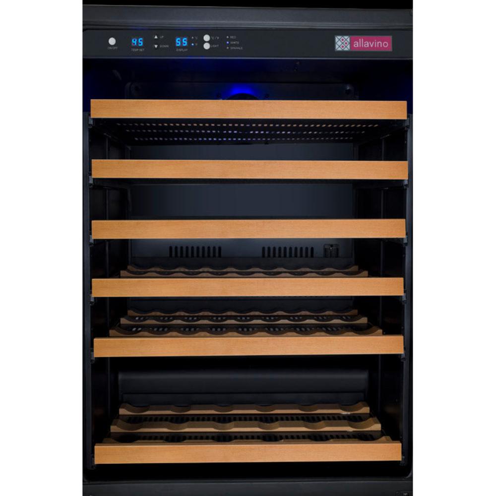Allavino FlexCount Series 112-Bottle Four Zone Undercounter Side-by-Side Wine Refrigerators – Black Doors