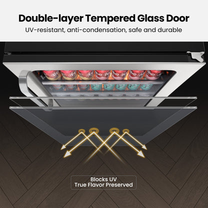 Top view of the Whynter BSR-140SB double-layer tempered glass door